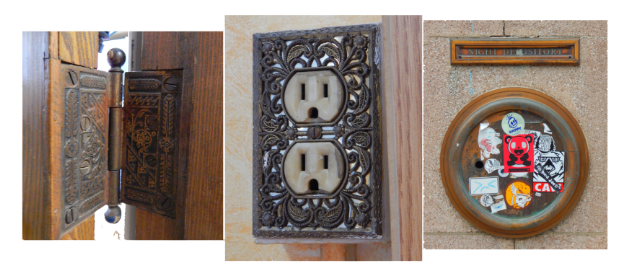 Art Deco hinges and outlet cover. The night depository on the Phila Street side of the building.