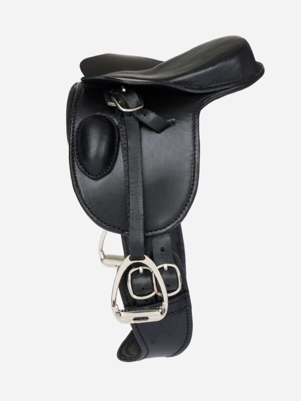 Black dressage saddle