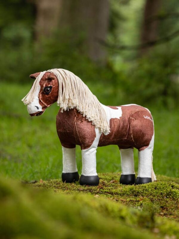 brown and white stuffed toy horse