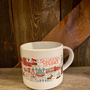 white ceramic mug-Saratoga Springs- landmark design