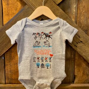 grey baby onesie-Saratoga Springs- landmark design