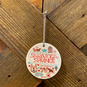 white ceramic ornament-Saratoga Springs- landmark design