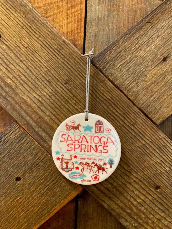 white ceramic ornament-Saratoga Springs- landmark design