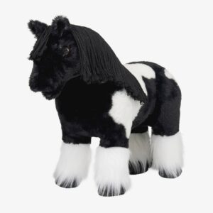 black and white stuffed toy horse