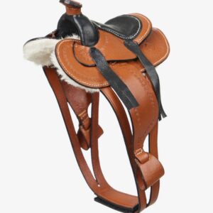 brown western saddle for toy pony