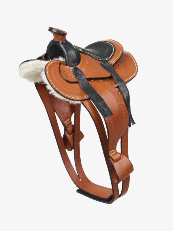 brown western saddle for toy pony