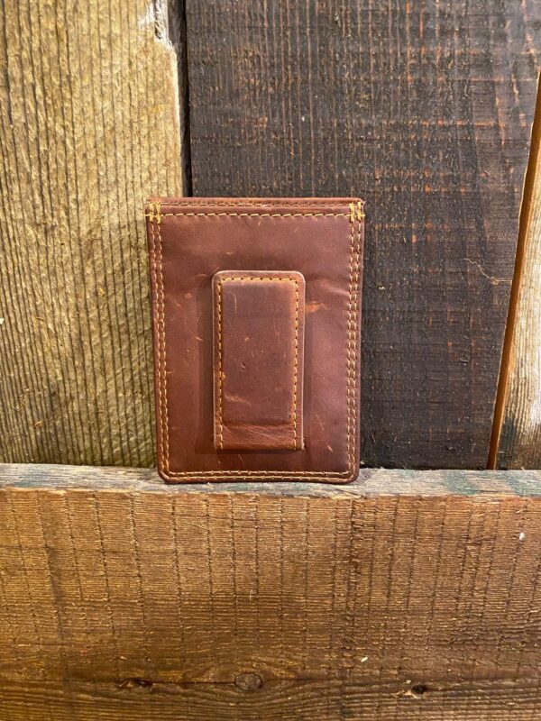 Dark Horse Brown Leather Money Clip Wallet - Image 2