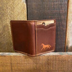 Brown leather wallet- horse stamped on outside