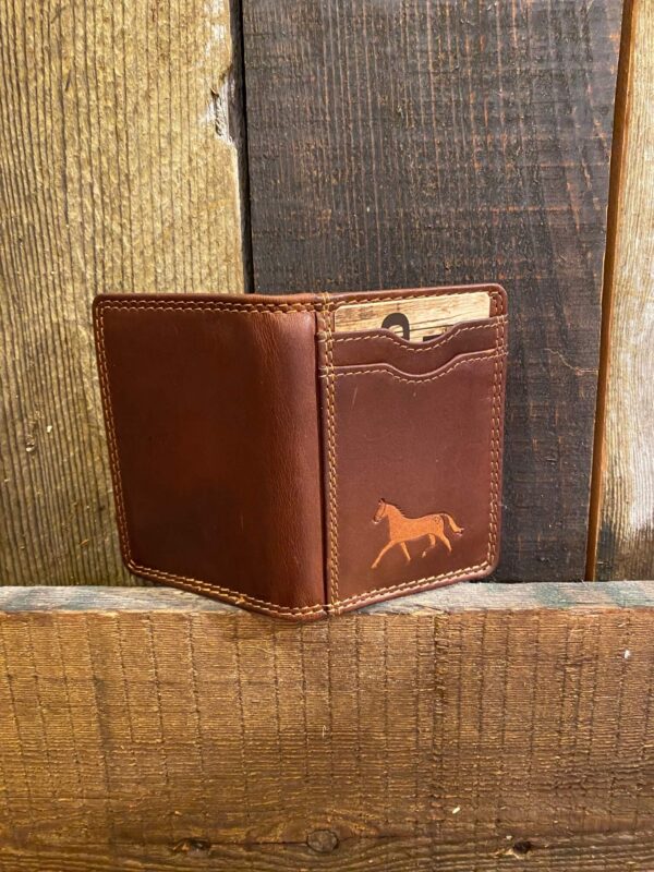 Brown leather wallet- horse stamped on outside