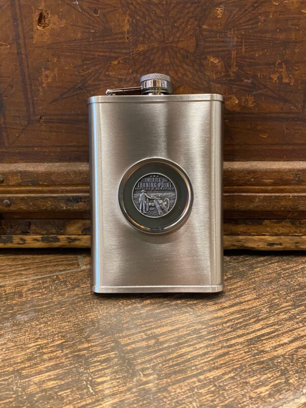 Stainless Steel Flask -Features American Turning Point pewter emblem