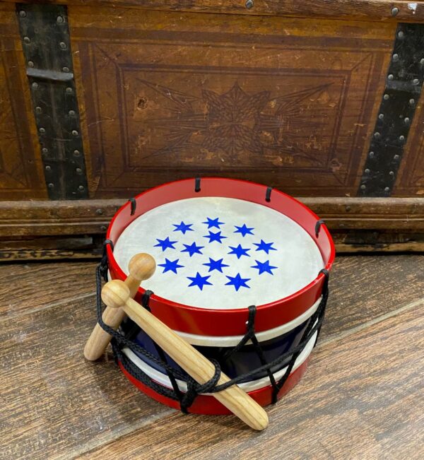 patriotic drum in red-white-blue-includes wood drum sticks