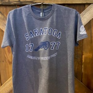 Heather Blue Tee Shirt - Saratoga- 1777- Cannon- American turning point across chest