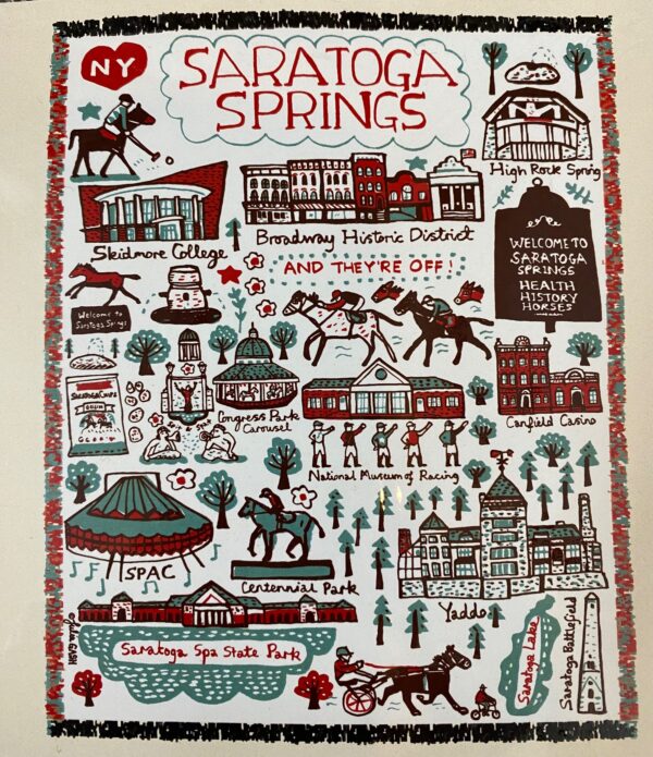 throw blanket covered in Saratoga Springs Landmarks