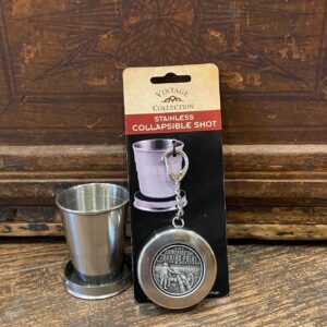 Collapsible Shot glass in stainless steel -Features American Turning Point pewter emblem