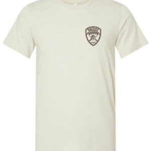 Oatmeal- short sleeve t-shirt- Saratoga Springs- Police Department- Mounted Unit badge left chest